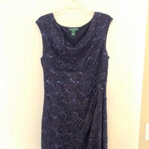 Blue sequin Ralph Lauren cocktail dress, worn once